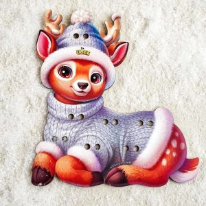 Alternative view of Дерев'яна іграшка-шнурівка "Оленятко", 24 деталі 20 завдань