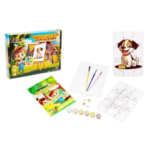 Alternative view of Деревʼяний пазл-розмальовка А5 "Собачка" пензлик, фарби, клейка плівка