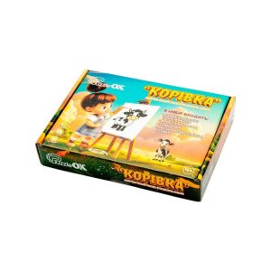 Деревʼяний пазл-розмальовка А5 "Корівка" пензлик, фарби, клейка плівка Деревʼяний пазл-розмальовка А5 "Корівка" пензлик, фарби, клейка плівка