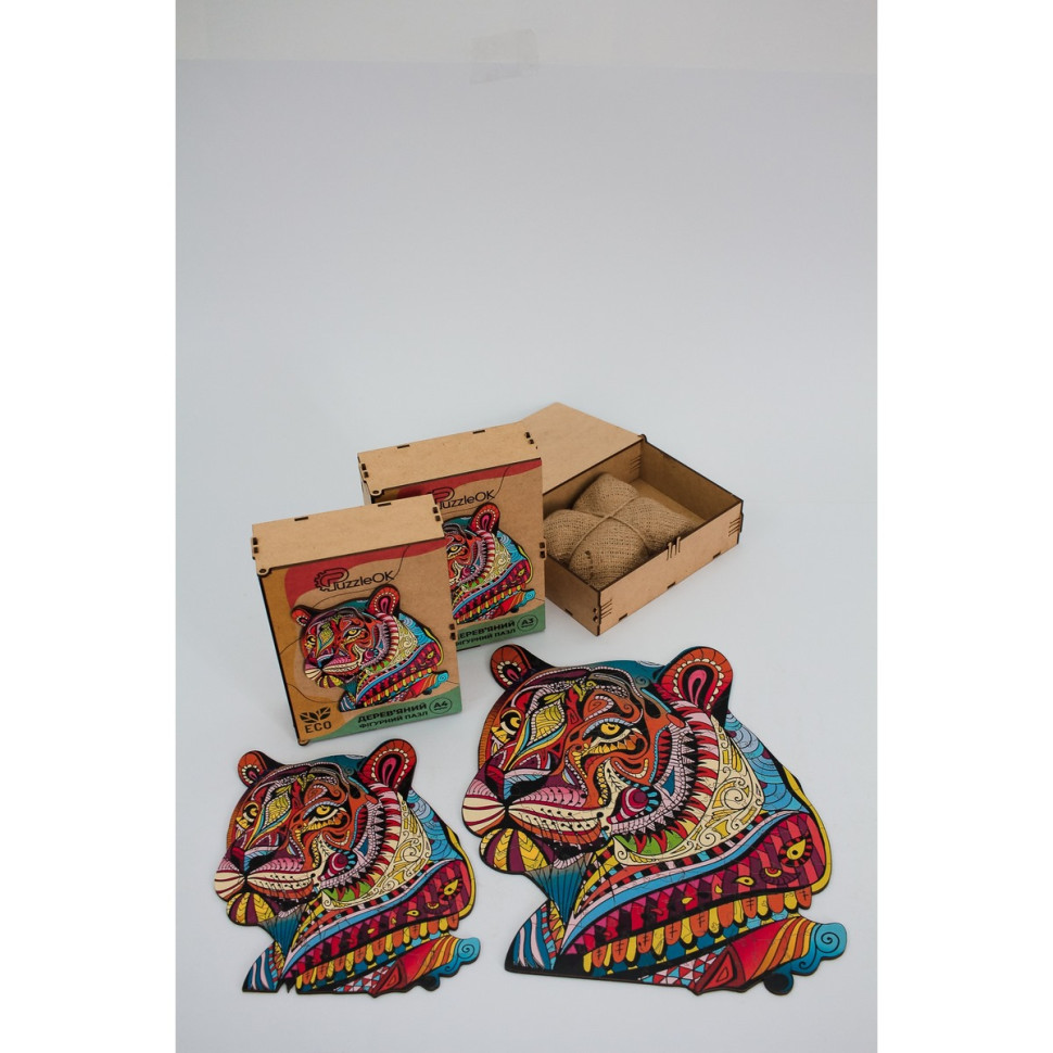 Фігурний дерев'яний пазл A3 "Загадковий тигр" 129 деталей Фігурний дерев'яний пазл A3 "Загадковий тигр" 129 деталей - Зображення 6