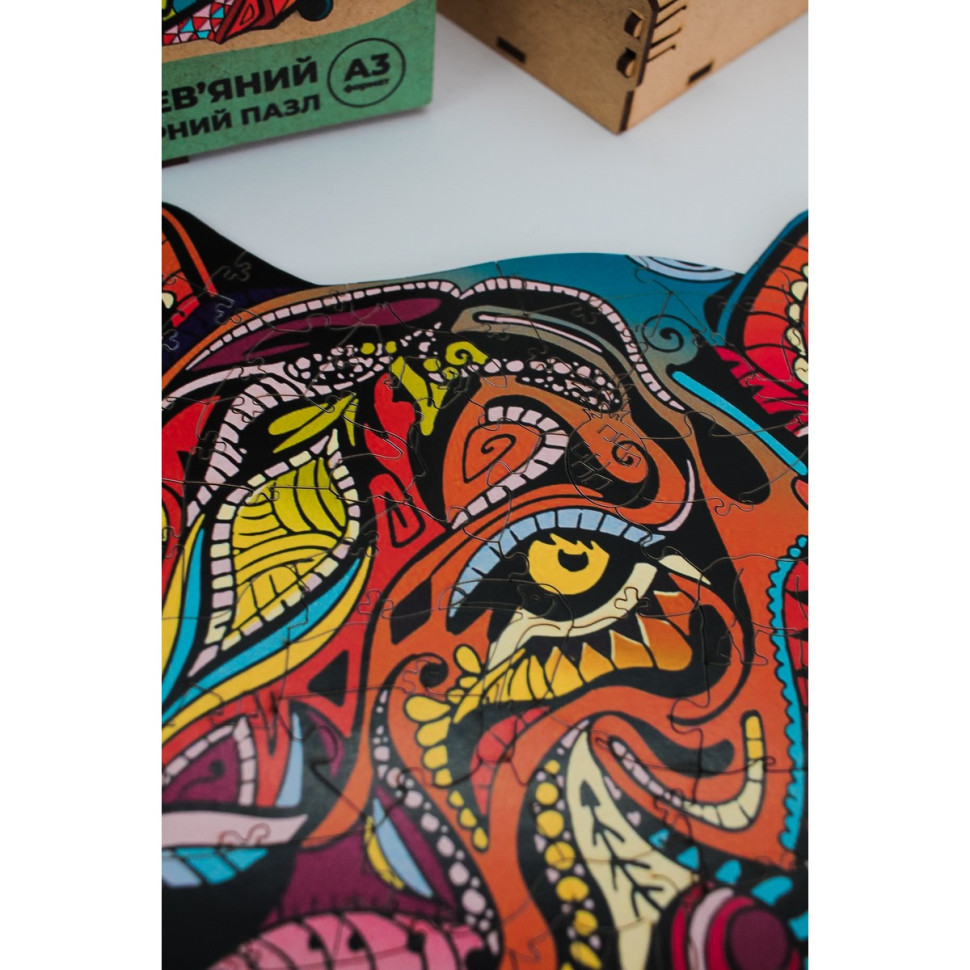 Фігурний дерев'яний пазл A3 "Загадковий тигр" 129 деталей Фігурний дерев'яний пазл A3 "Загадковий тигр" 129 деталей - Зображення 4