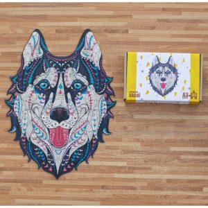 Alternative view of Фігурний дерев'яний пазл A3 "Сніжний хаскі", 123 елемента