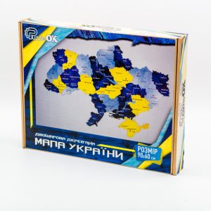 Дерев'яний пазл "Мапа України" синьо-жовтий 60х90 см