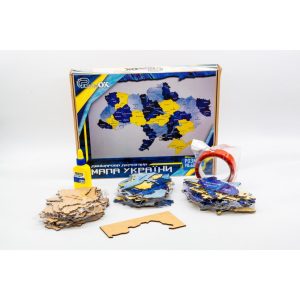 Alternative view of Дерев'яний пазл "Мапа України" синьо-жовтий 60х90 см