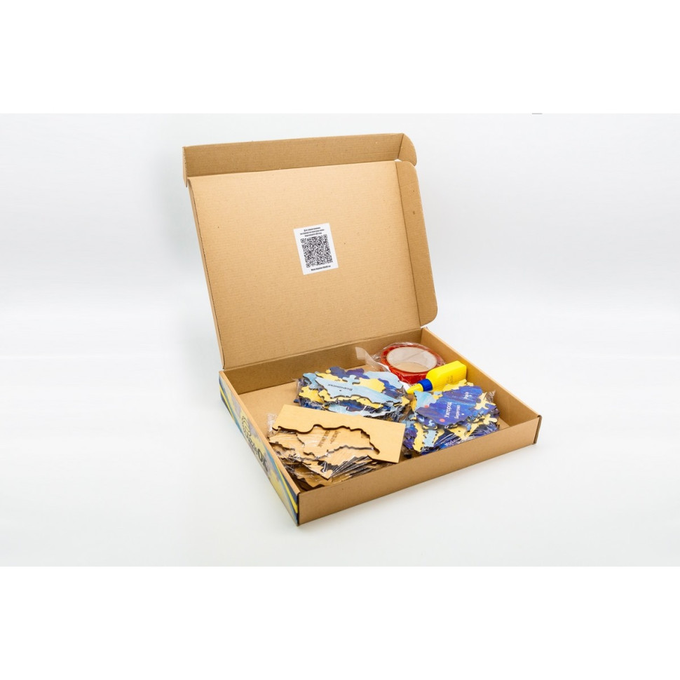 Дерев'яний пазл "Мапа України" синьо-жовтий 60х90 см Дерев'яний пазл "Мапа України" синьо-жовтий 60х90 см - Зображення 4