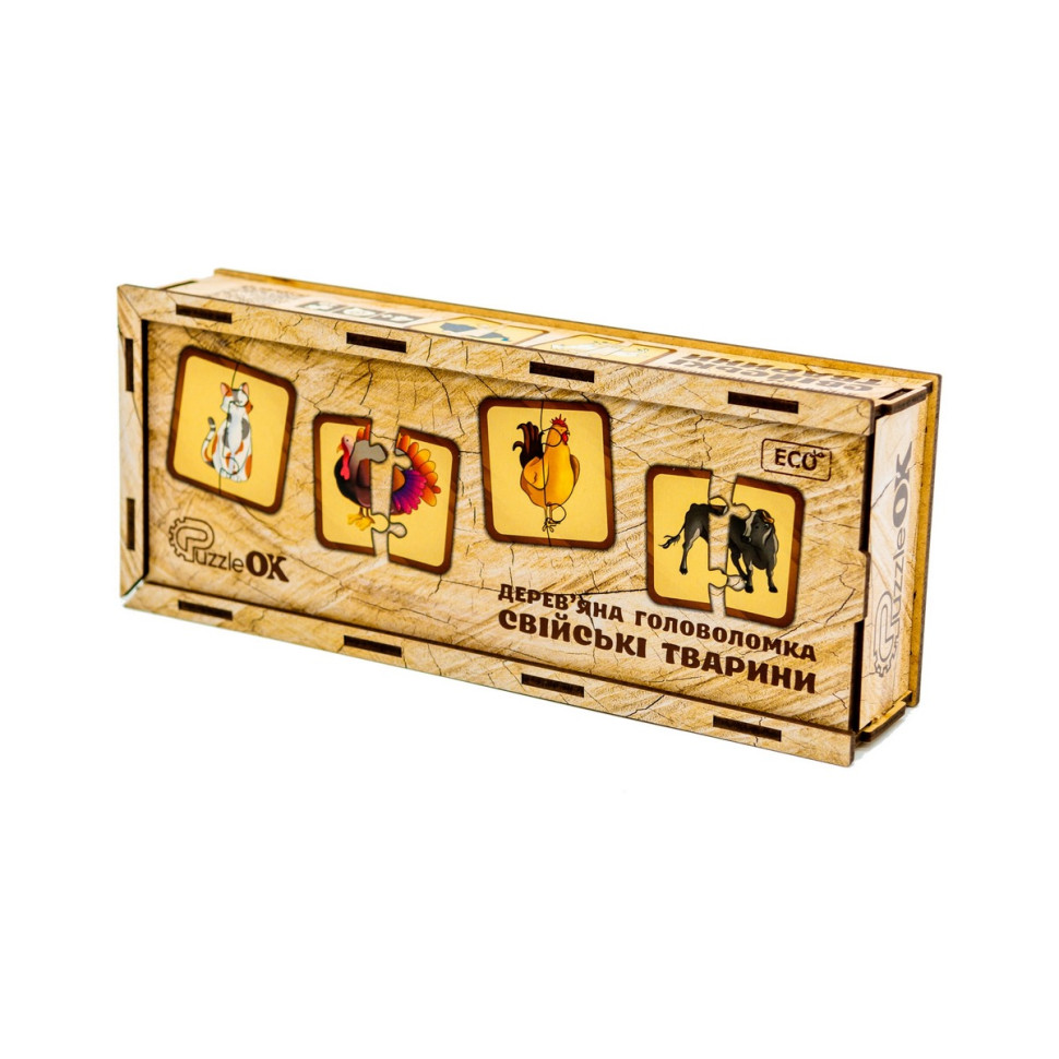 Дерев'яна головоломка "Свійські тварини", 40 елементів Дерев'яна головоломка "Свійські тварини", 40 елементів