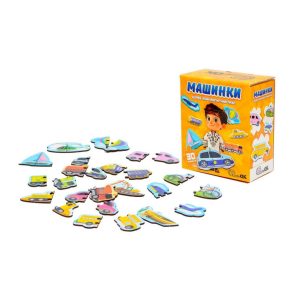 Дерев'яний магнітний пазл "Машинки", 30 елементів