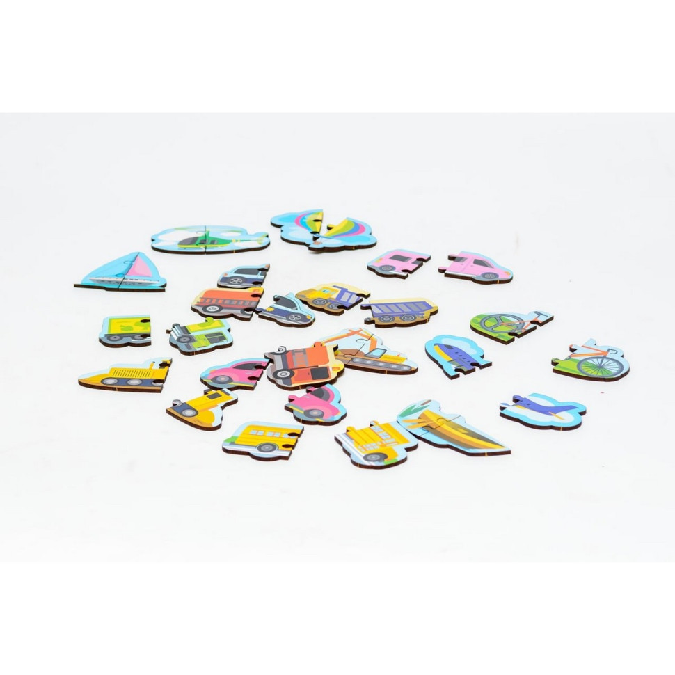 Дерев'яний магнітний пазл "Машинки", 30 елементів Дерев'яний магнітний пазл "Машинки", 30 елементів - Зображення 4