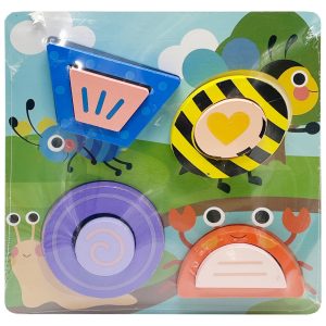 Дитячий дерев'яний пазл-вкладиш 3D "Жуки"