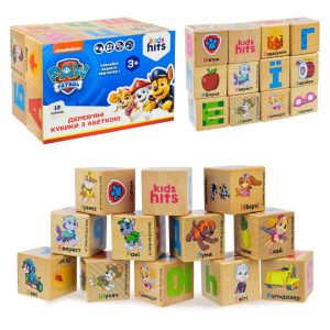 Дитячий набір дерев'яних кубіків "Paw Patrol" розмір 4 см