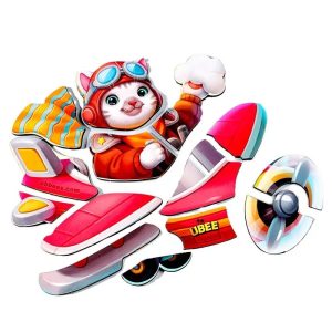 Alternative view of Дерев'яний контурний пазл "Котик пілот"