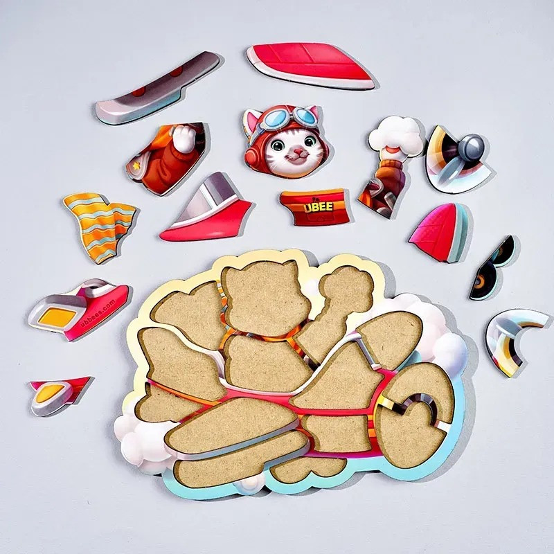 Дерев'яний контурний пазл "Котик пілот" Дерев'яний контурний пазл "Котик пілот" - Зображення 5