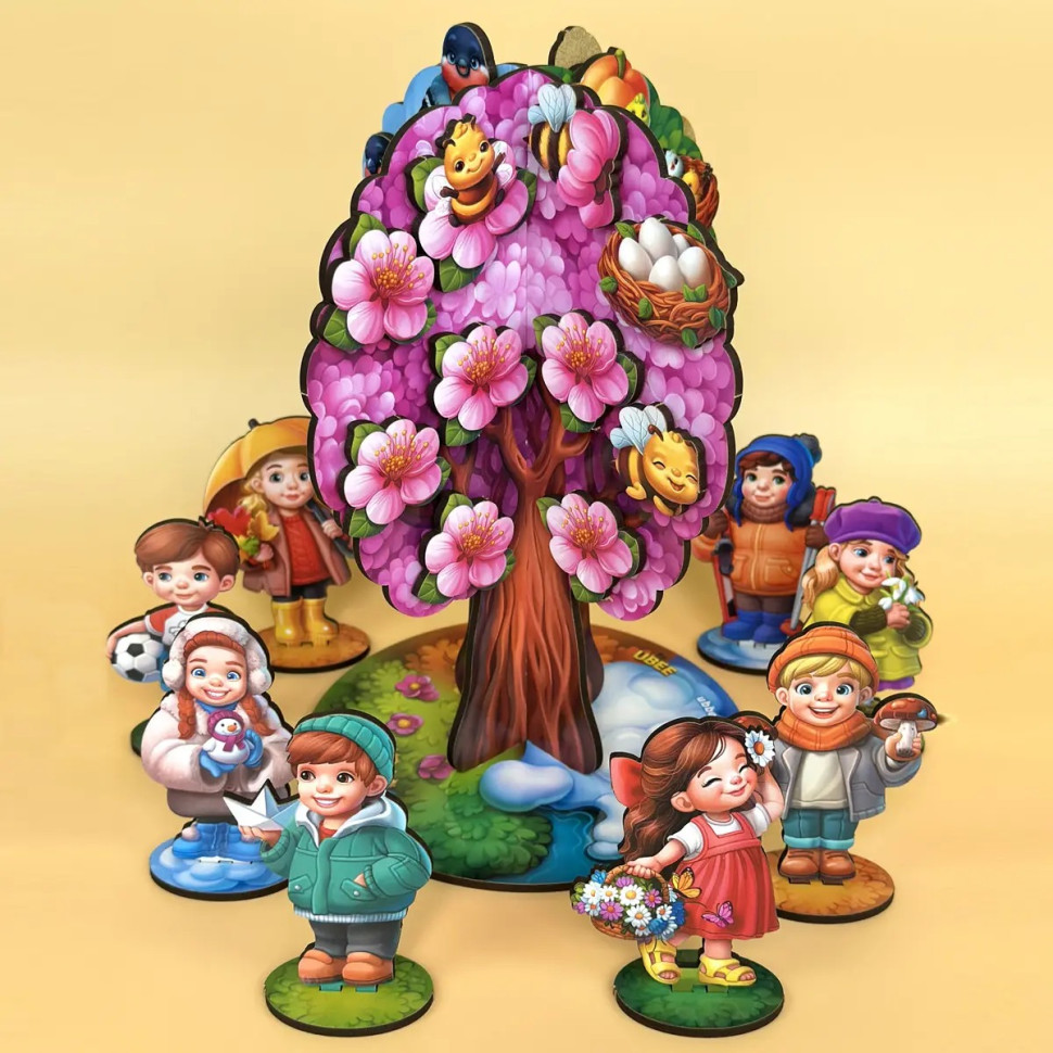 Дитяча настільна гра "Пори року абрикоса" дерев'яна Дитяча настільна гра "Пори року абрикоса" дерев'яна - Зображення 5