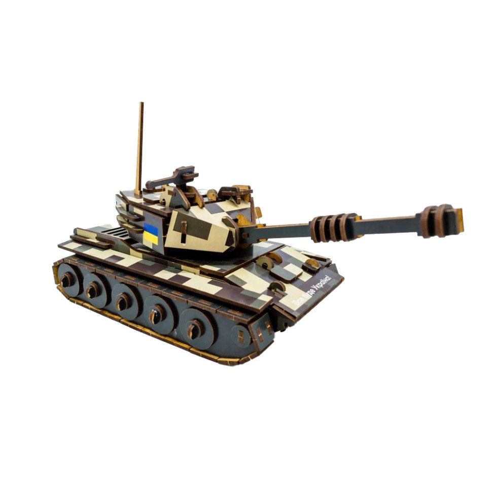 Дерев'яний 3D конструктор Танк, 162 деталі Дерев'яний 3D конструктор Танк, 162 деталі - Зображення 2