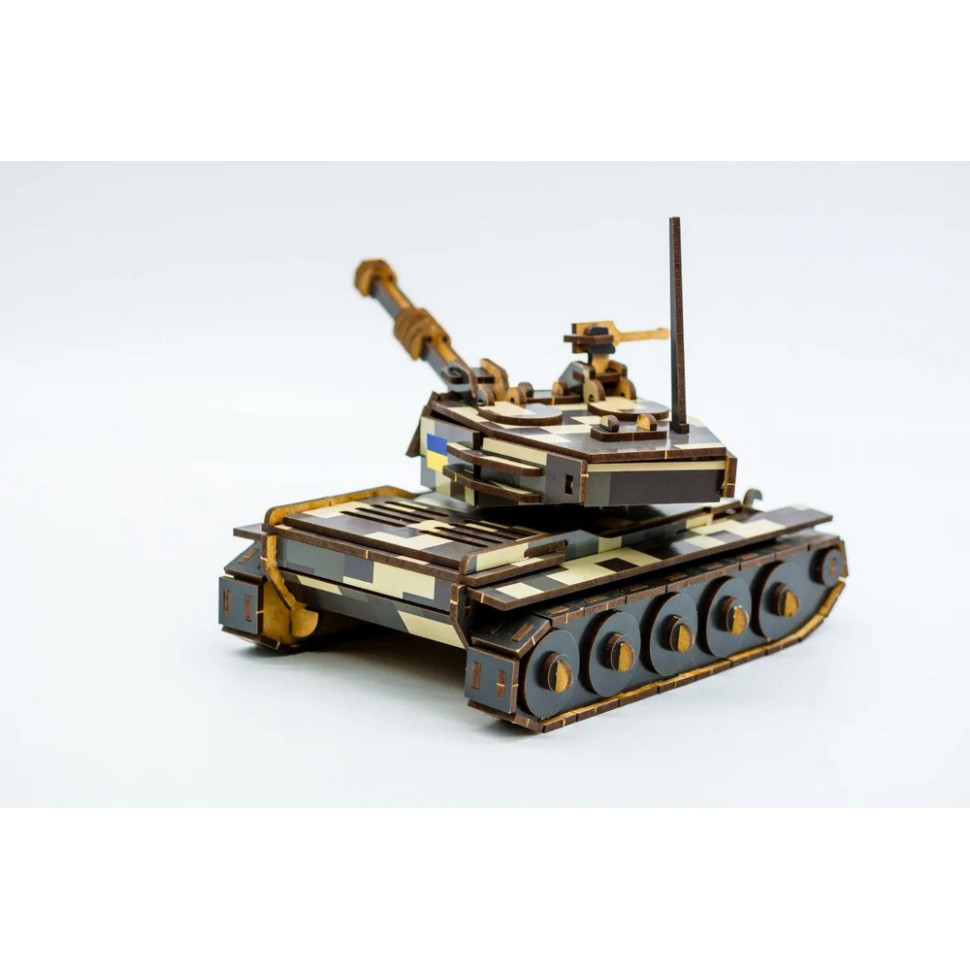 Дерев'яний 3D конструктор Танк, 162 деталі Дерев'яний 3D конструктор Танк, 162 деталі - Зображення 3