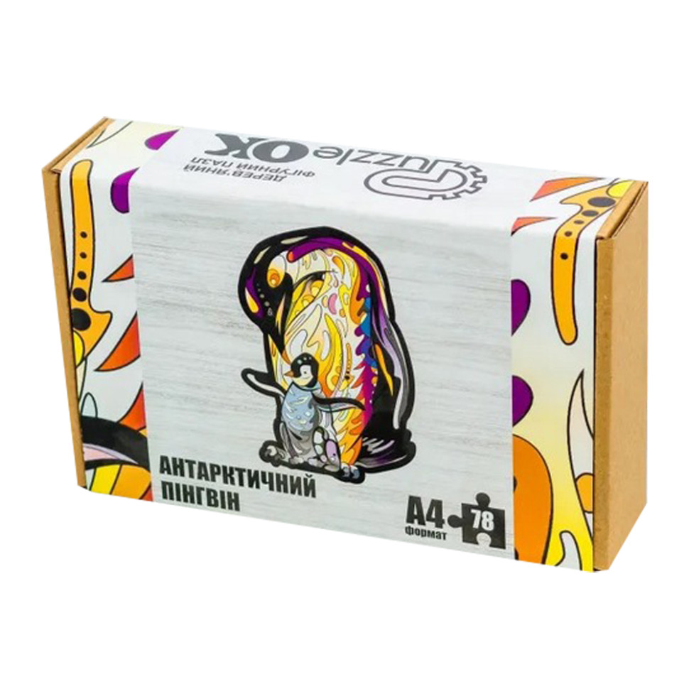 Фігурний дерев'яний пазл A4 Антарктичний пінгвін, 78 деталей Фигурный деревянный пазл A4 Антарктический пингвин, 78 деталей