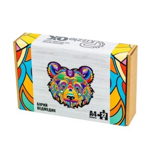 Фігурний дерев'яний пазл A4 Бурий Ведмедик, 22 деталі