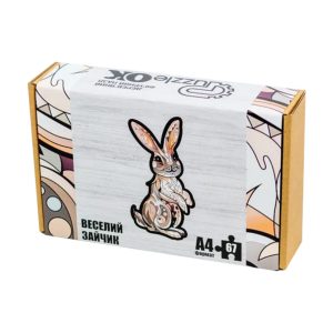 Фігурний дерев'яний пазл A4 Веселий Зайчик, 67 деталей