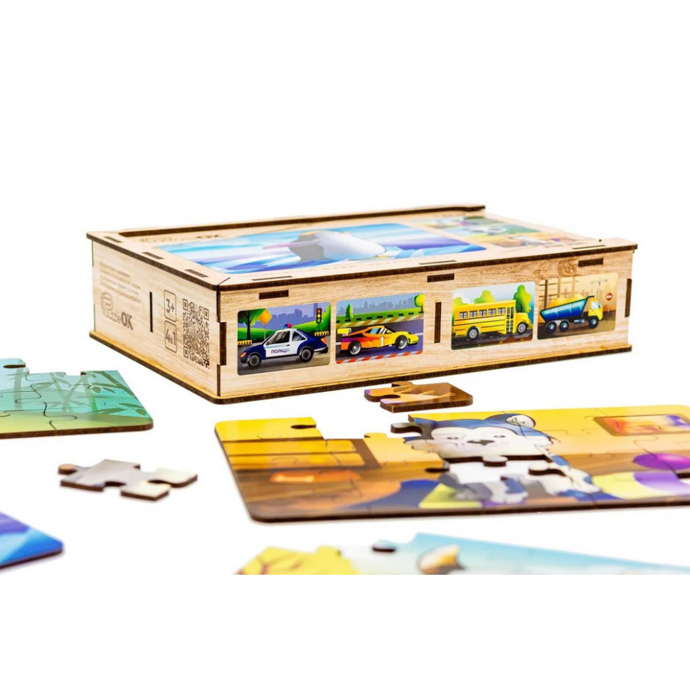 Дитячий дерев'яний пазл Тварини 4 в 1, 80 елементів Дитячий дерев'яний пазл Тварини 4 в 1, 80 елементів - Зображення 4