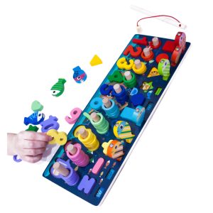 Alternative view of Дерев'яна іграшка Центр розвиваючий в наборі цифри, риболовля, кільця