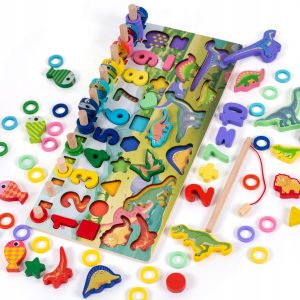 Alternative view of Дерев'яна іграшка Центр розвиваючий фігурки, риболовля, цифри, динозаври