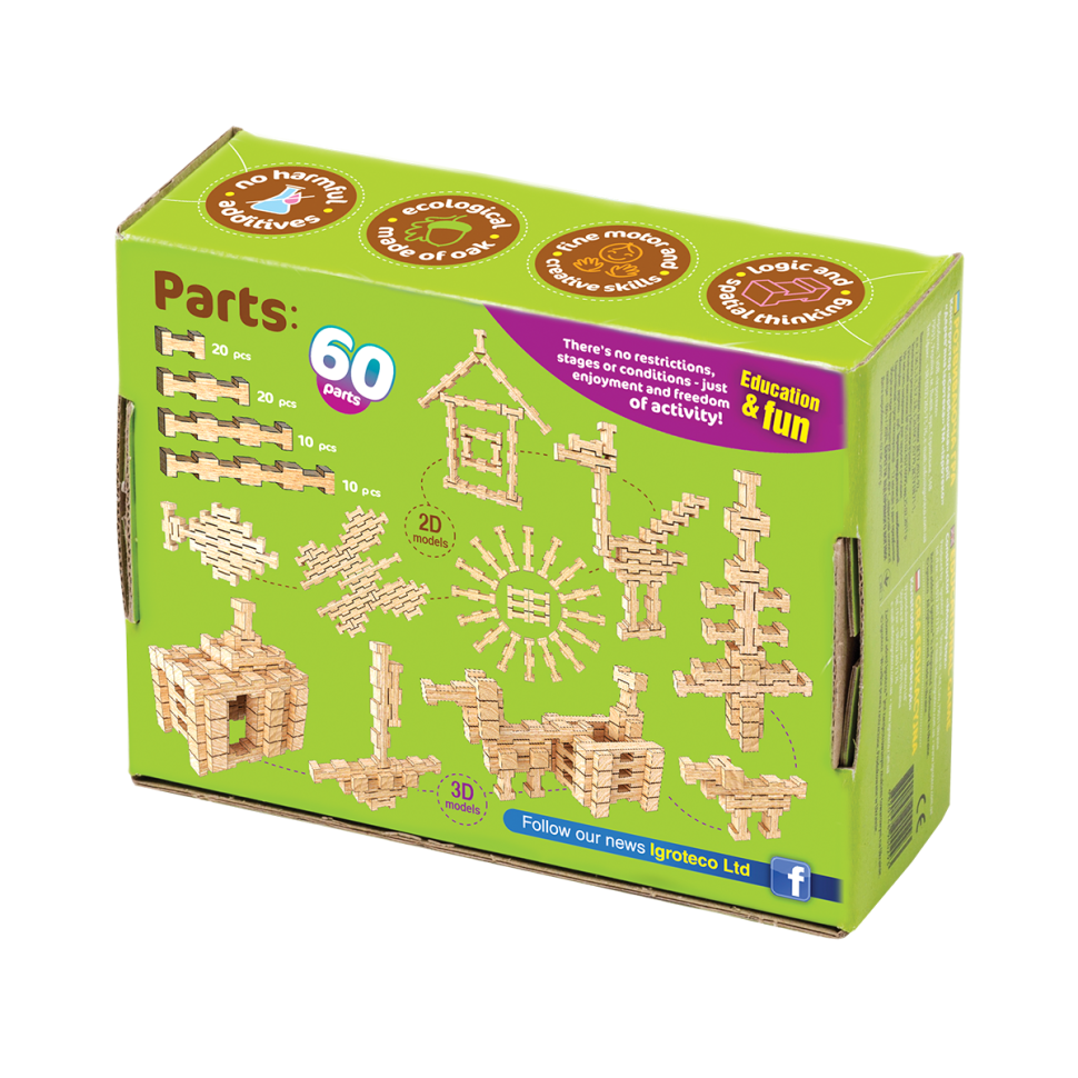 Дерев'яний конструктор "Фантазія" Igroteco, 60 деталей Деревянный конструктор "Фантазия" Igroteco, 60 деталей — изображение 2