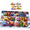 Дерев'яна гра з картками "Тварини на машинках" Ubumblebees, 42 деталі і 12 карток
