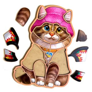 Дерев'яний контурний пазл "Український котик" Ubumblebees контурний