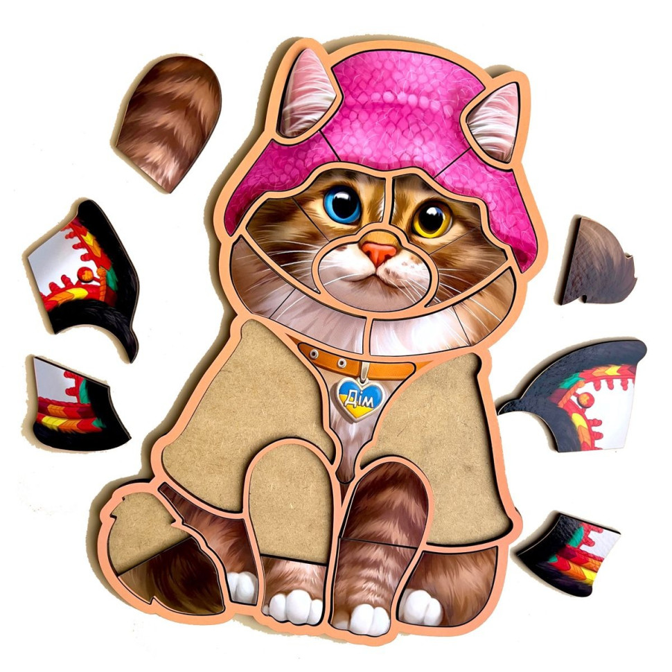 Дерев'яний контурний пазл "Український котик" Ubumblebees контурний Дерев'яний контурний пазл "Український котик" Ubumblebees контурний