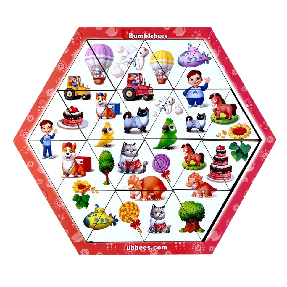 Дерев'яний пазл-головоломка "Колір та розмір" Ubumblebees, 24 деталі Дерев'яний пазл-головоломка "Колір та розмір" Ubumblebees, 24 деталі