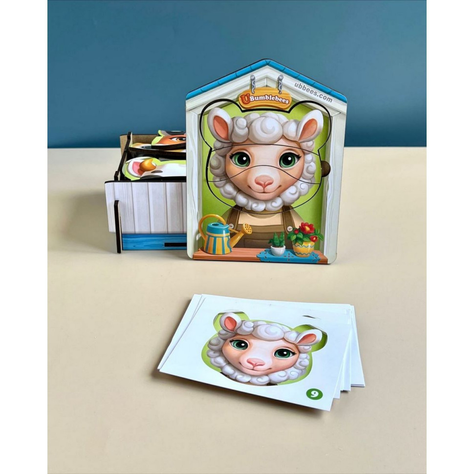 Дерев'яний пазл-вкладиш "Збери тварин" Ubumblebees, 39 деталей Дерев'яний пазл-вкладиш "Збери тварин" Ubumblebees, 39 деталей - Зображення 2