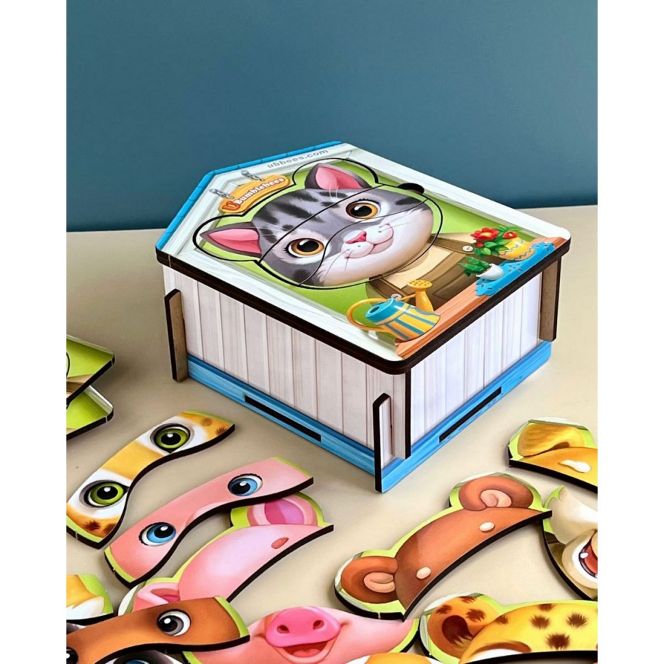 Дерев'яний пазл-вкладиш "Збери тварин" Ubumblebees, 39 деталей Дерев'яний пазл-вкладиш "Збери тварин" Ubumblebees, 39 деталей - Зображення 3