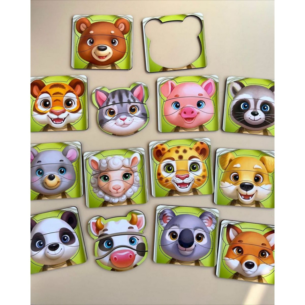 Дерев'яний пазл-вкладиш "Збери тварин" Ubumblebees, 39 деталей Дерев'яний пазл-вкладиш "Збери тварин" Ubumblebees, 39 деталей - Зображення 5