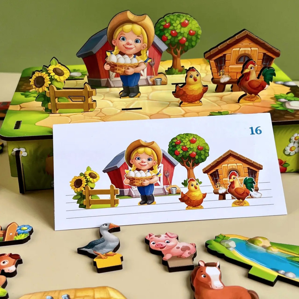 Настільна розвиваюча гра "Панорама: ферма" Ubumblebees з картками Настільна розвиваюча гра "Панорама: ферма" Ubumblebees з картками - Зображення 4