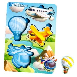 Дерев'яний пазл-вкладиш "Транспорт-1" Ubumblebees фон із підказкою Деревянный пазл-вкладыш "Транспорт-1" Ubumblebees фон с подсказкой