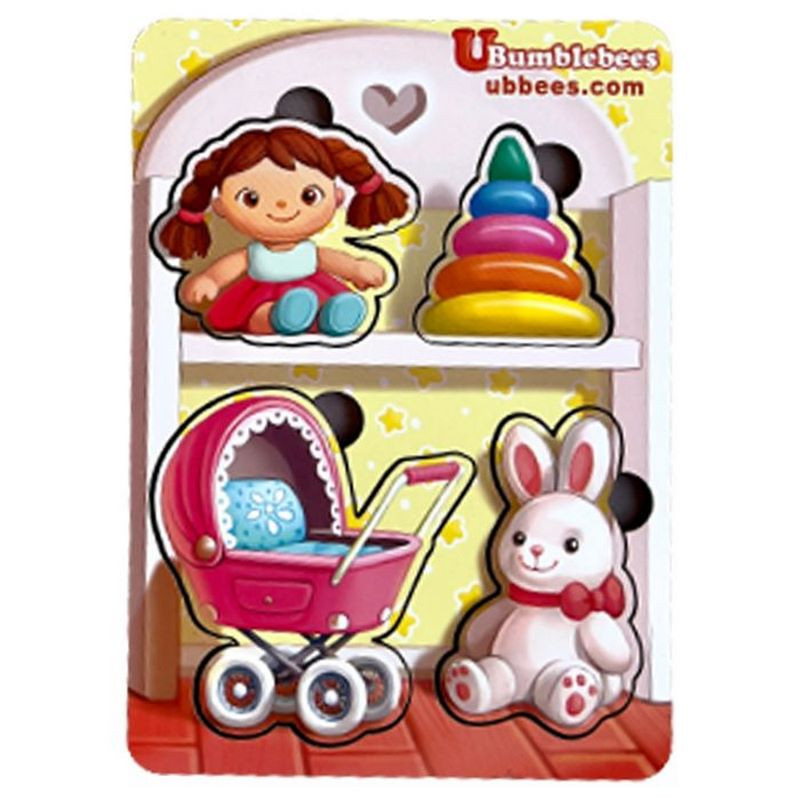 Дерев'яний пазл-вкладиш "Іграшки-2" Ubumblebees фон із підказкою Деревянный пазл-вкладыш "Игрушки-2" Ubumblebees фон с подсказкой