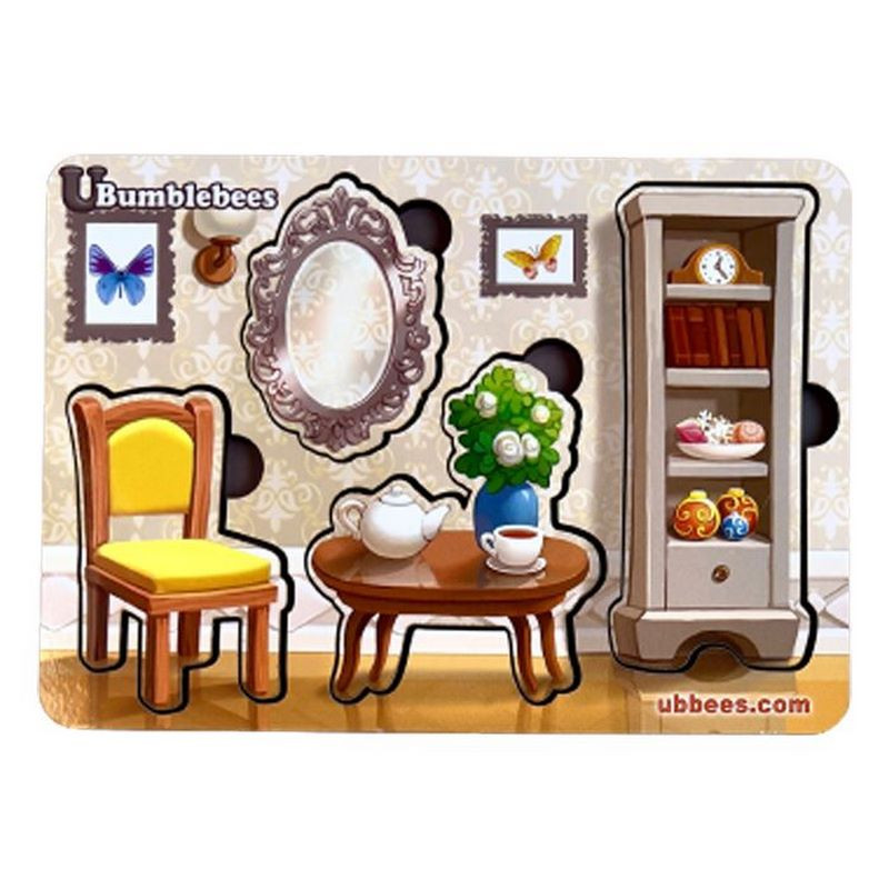 Дерев'яний пазл-вкладиш "Меблі-2" Ubumblebees фон із підказкою Дерев'яний пазл-вкладиш "Меблі-2" Ubumblebees фон із підказкою