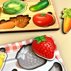 Alternative view of Деревянный пазл-вкладыш "Фрукты" Ubumblebees фон с подсказкой