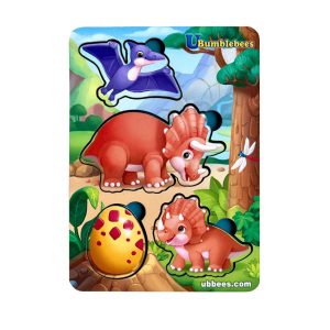 Дерев'яний пазл-вкладиш "Динозаври" Ubumblebees фон із підказкою Деревянный пазл-вкладыш "Динозавры" Ubumblebees фон с подсказкой