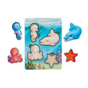 Дерев'яний пазл-вкладиш "Морські тварини-1" Ubumblebees фон із підказкою Дерев'яний пазл-вкладиш "Морські тварини-1" Ubumblebees фон із підказкою