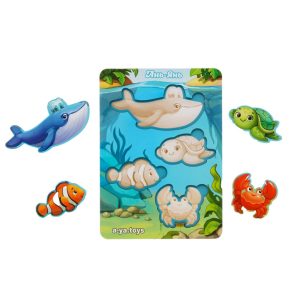 Alternative view of Дерев'яний пазл-вкладиш "Морські тварини-2" Ubumblebees фон із підказкою