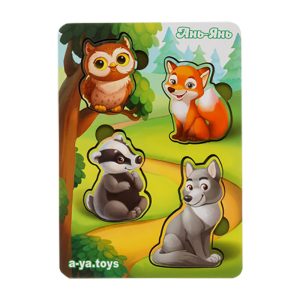 Дерев'яний пазл-вкладиш "Лісові тварини-2" Ubumblebees фон із підказкою