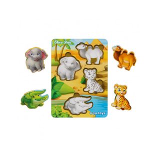 Дерев'яний пазл-вкладиш "Тварини Африки-2" Ubumblebees фон із підказкою Деревянный пазл-вкладыш "Животные Африки-2" Ubumblebees фон с подсказкой