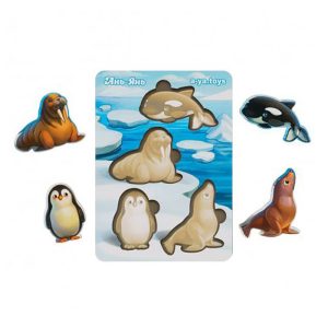 Alternative view of Деревянный пазл-вкладыш "Животные Арктики и Антарктики" Ubumblebees фон с подсказкой