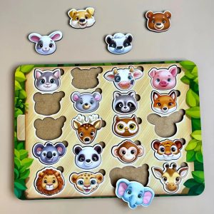 Alternative view of Дерев'яний пазл-сортер "Мордочки" Ubumblebees мордочки тварин