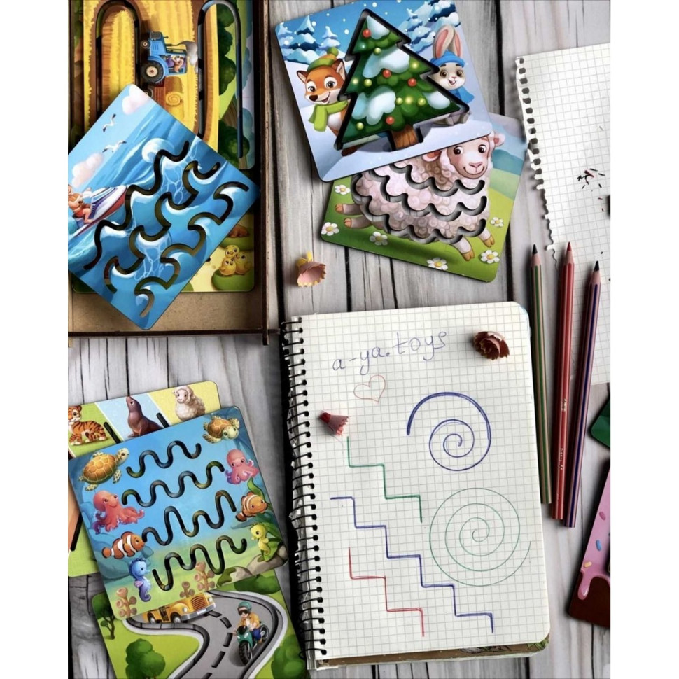 Дерев'яні трафарети для дітей Ubumblebees маленькі 12 шт Деревянные трафареты для детей Ubumblebees маленькие 12 шт — изображение 3