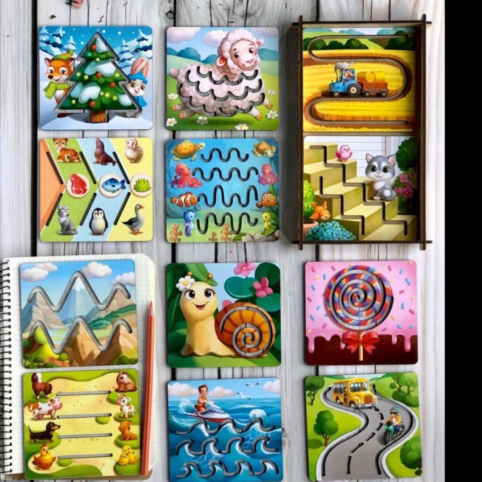 Дерев'яні трафарети для дітей Ubumblebees маленькі 12 шт Деревянные трафареты для детей Ubumblebees маленькие 12 шт — изображение 4