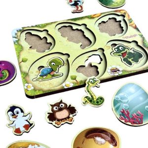 Дерев'яний пазл-сортер "Хто в яйці?" Ubumblebees Дерев'яний пазл-сортер "Хто в яйці?" Ubumblebees