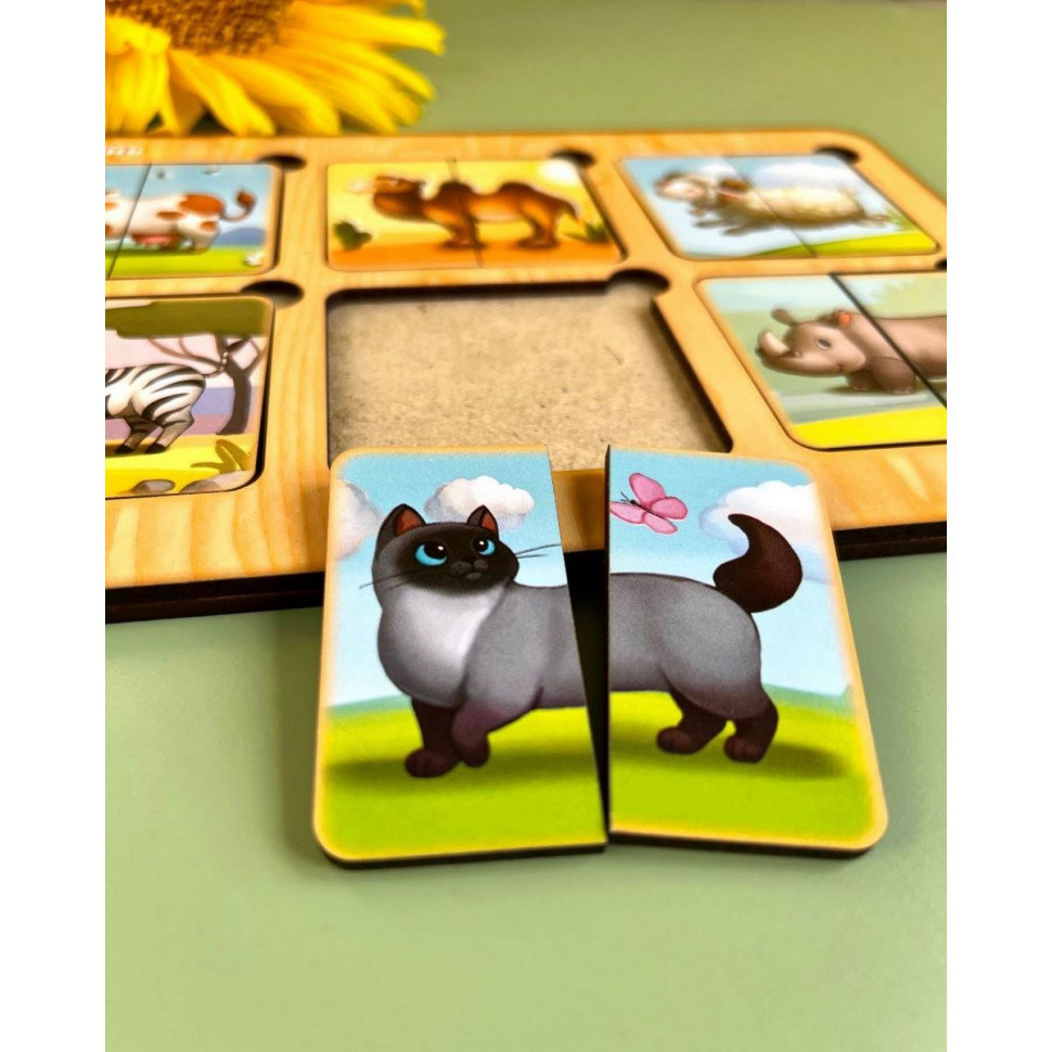 Дерев'яний пазл-сортер "Дивовижні звірятка" Ubumblebees, 6 картинок тварин Дерев'яний пазл-сортер "Дивовижні звірятка" Ubumblebees, 6 картинок тварин — изображение 2