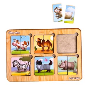 Дерев'яний пазл-сортер "Дивовижні звірятка" Ubumblebees, 6 картинок тварин